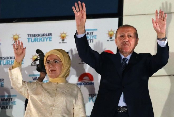 Turkey Erdogan and wife June 2018 after victory